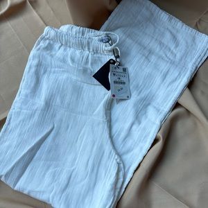 NWT Zara Wide Leg Linen Drawstring Pants